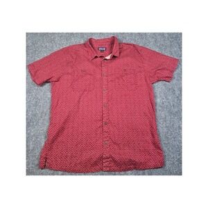 Patagonia Mens XL Red Ditsy Print Short Sleeve Button Down Shirt Camp Casual